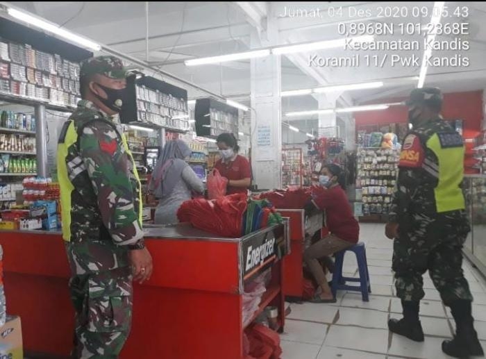 Anggota Danramil 11/Pwk Kandis kembali gelar gakpiln protokol kesehatan.