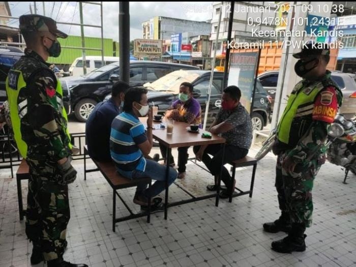 Koramil 11/Pwk Kandis Gelar Patroli Protokol Kesehatan