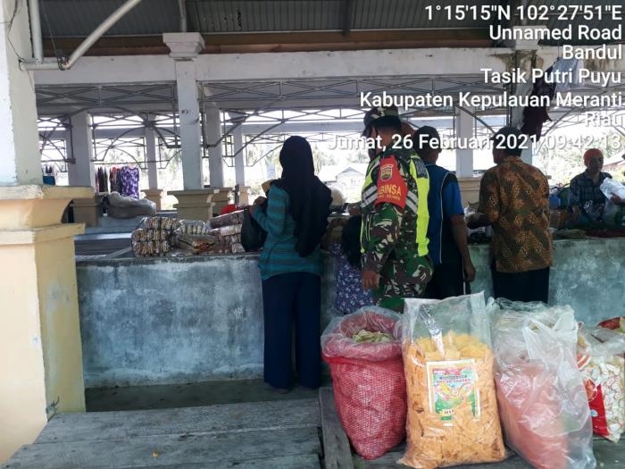 Cegah Covid 19, Babinsa Desa Putri Puyu Gelar Operasi Prokes