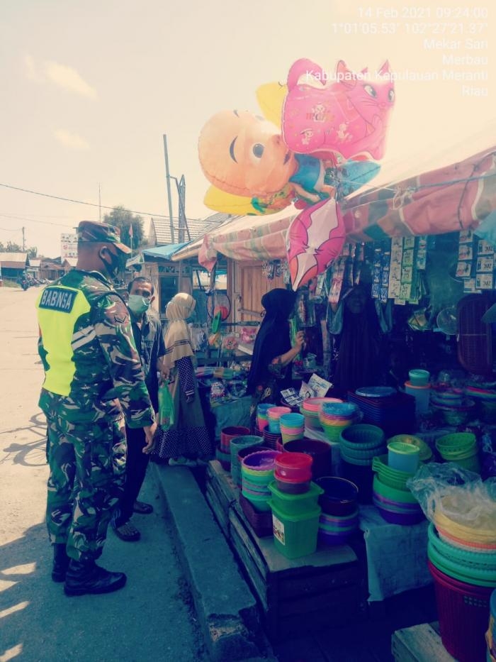 Cegah Covid 19, Personil Koramil 08 Merbau Makin Gencar Gelar Patroli Prokes