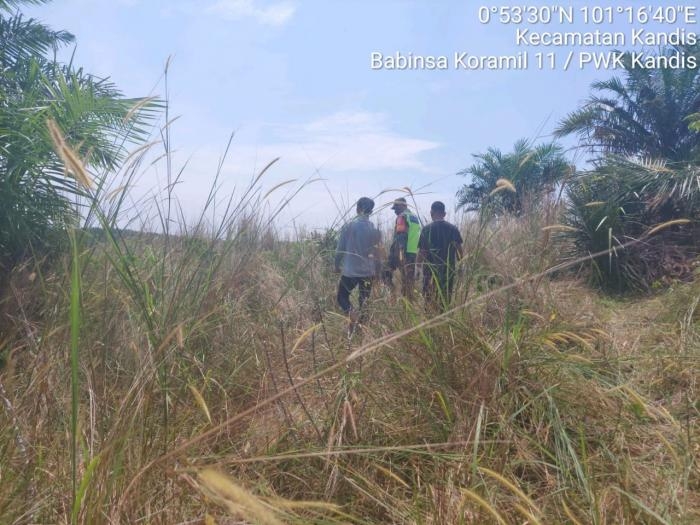 Pantau Karlahut, Anggota Koramil 11 Kandis Serda Korenus Giat Lakukan Patroli