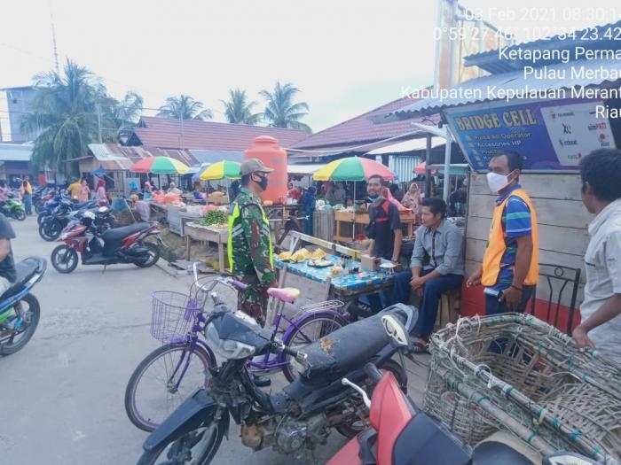 Personil TNI 08 Merbau Kembali Gelar Prokes 