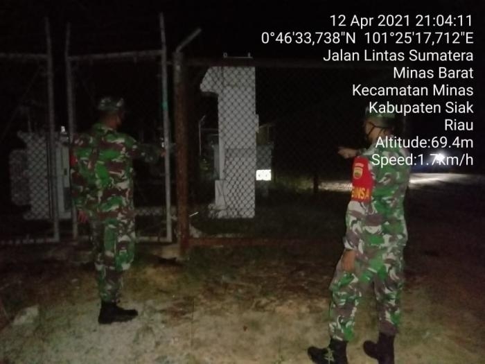 Jaga Objek Vital Nasional, Personil Koramil 9 Minas Gelar Patroli