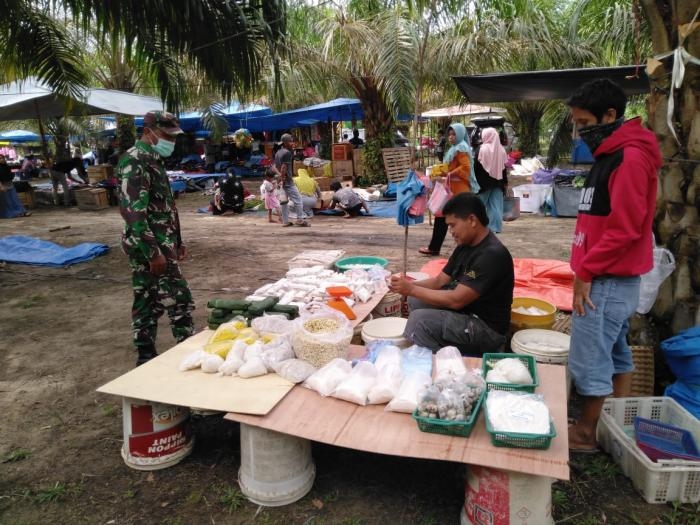 Anggota Danramil 09/Minas Kembali gelar gakplin protokol kesehatan