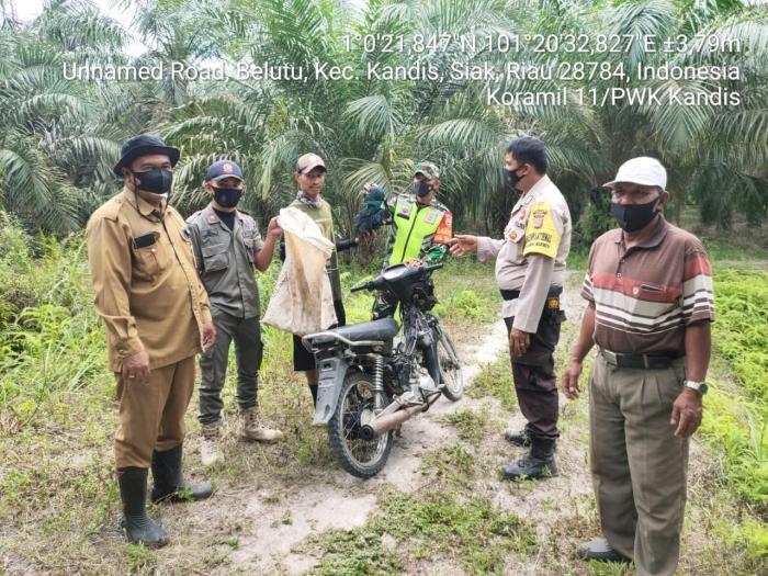 Pantau Karlahut, Anggota Koramil 11 Kandis Serda Roni Panjaitan Giat Lakukan Patroli