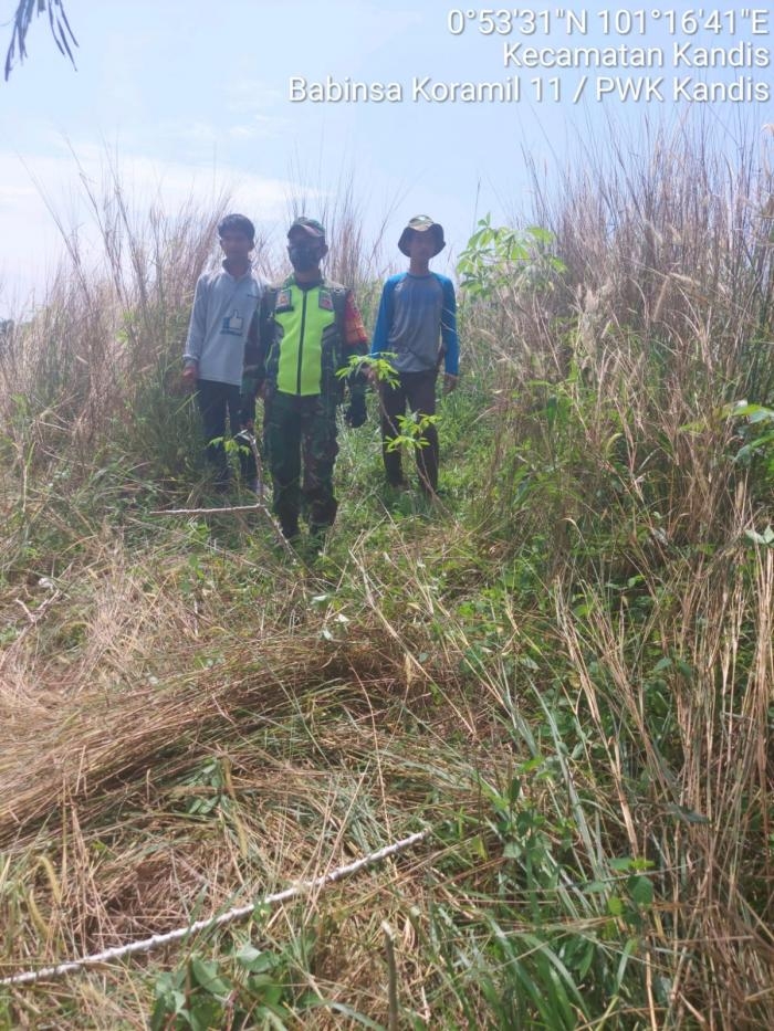 Pantau Karlahut, Anggota Koramil 11 Kandis Serda Korenus Giat Lakukan Patroli 