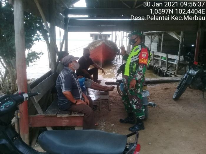 Personil TNI Koramil 08 Merbau Gencar Lakukan Patroli Prokes