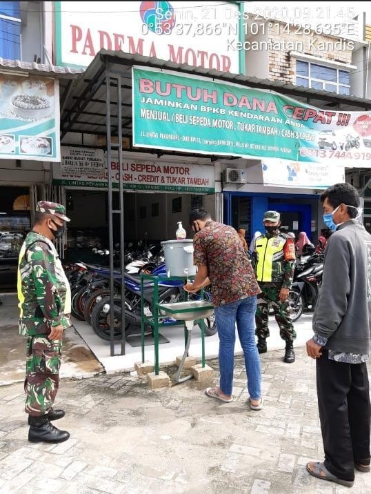 Anggota Danramil 09/Minas Kembali gelar gakplin protokol kesehatan