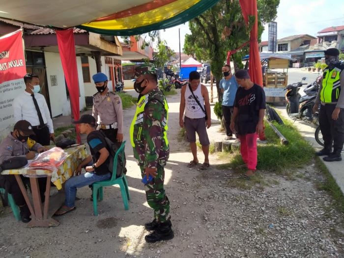 Anggota Danramil 09/Minas Kembali gelar gakplin protokol kesehatan