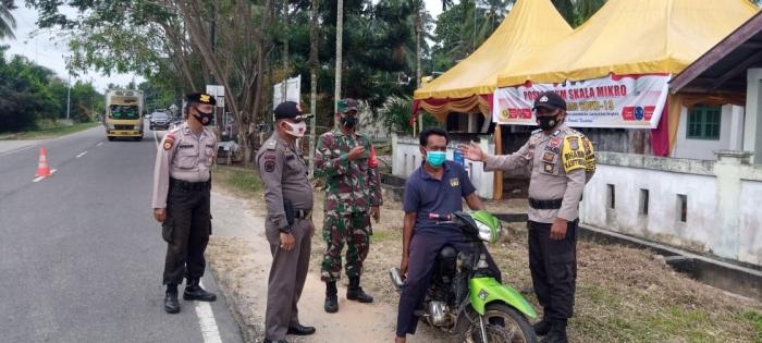 Cegah Covid 19, Personil Koramil 07 Bukit Batu Gelar Pembatasan Skala Mikro