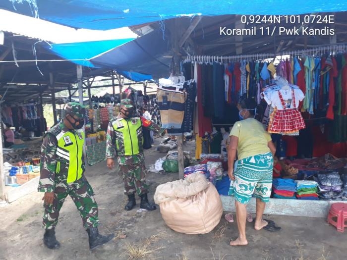 Personil TNI 11 Kandis Gelar Patroli Prokes