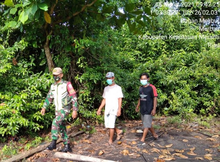 Cegah Kebakaran, Personil Koramil 08 Merbau Gelar Patroli Karlahut