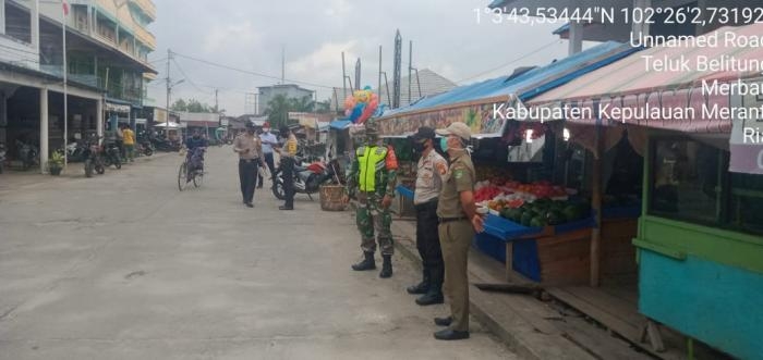 Cegah Covid 19, Personil Koramil 08 Merbau Gelar Patroli Prokes