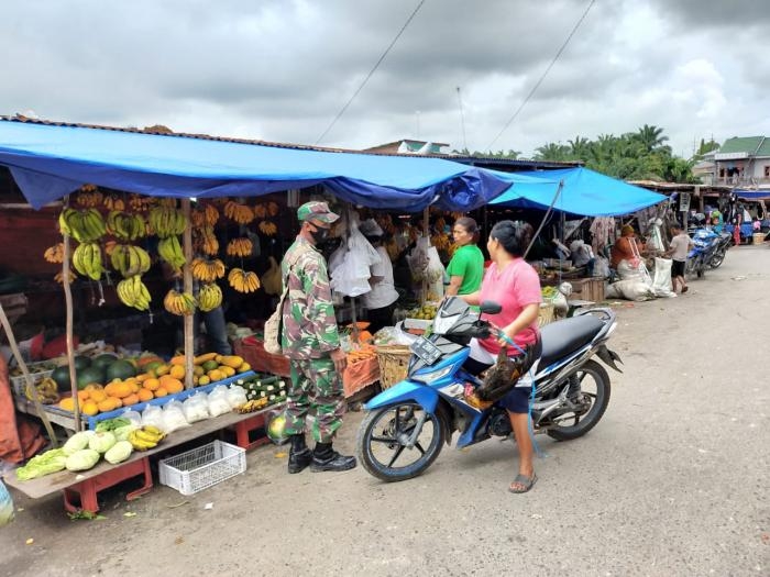 Cegah Penyebaran Covid 19, Personil Koramil 09 Minas Kembali Lakukan Sosialisasi