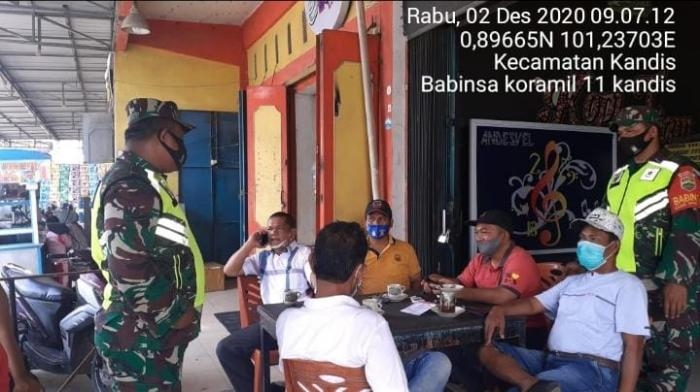 Anggota Danramil 11/Pwk Kandis kembali gelar gakpiln protokol kesehatan.