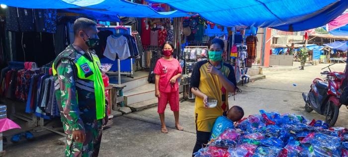 Cegah Covid - 19, Koramil 09/Minas kembali terapkan protokol kesehatan. 