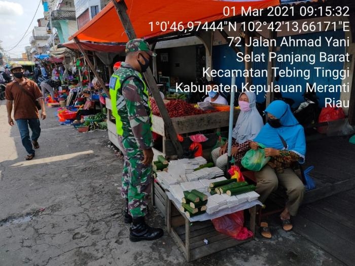 Personil Koramil 02 Tebing Tinggi Menggelar Patroli Protokol Kesehatan