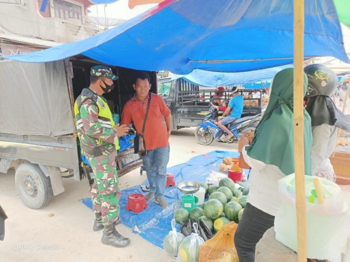 Cegah Penyebaran Covid 19, Anggota Koramil 09 Minas Gelar Operasi Prokes