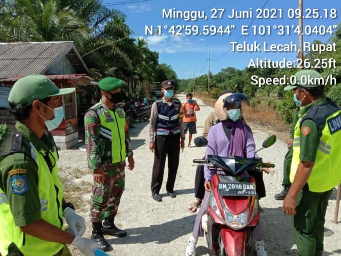 Antisipasi Penularan Covid 19, Personil Koramil 05 Rupat Gelar Disiplin Prokes di Posko PPKM