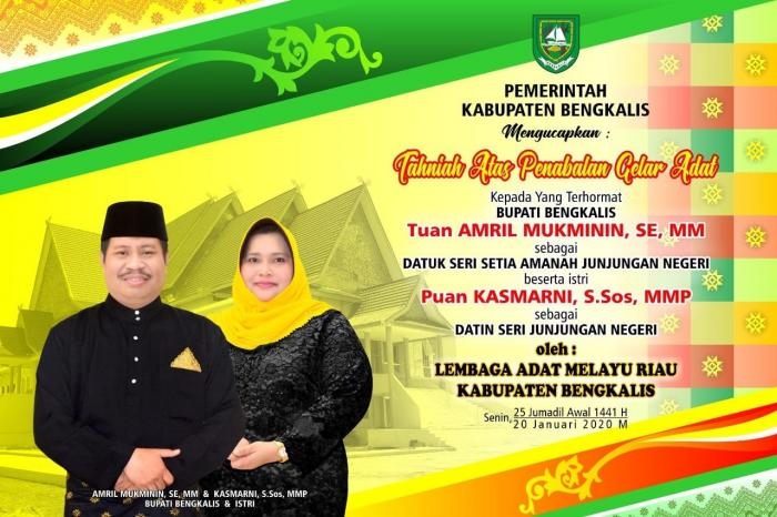 Besok, Bupati Amril Mukminin dan Istri Terima Gelar Adat dari LAMR Kabupaten Bengkalis