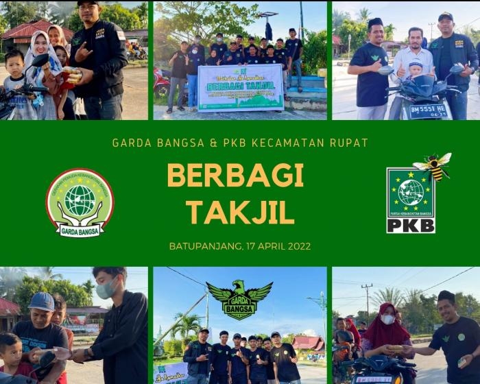 Kader Muda Garda Bangsa dan DPAC PKB Kecamatan Rupat Berbagi Takjil