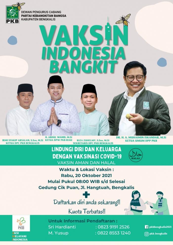 PKB Bengkalis Gelar Vaksin Indonesia Bangkit Pekan Depan