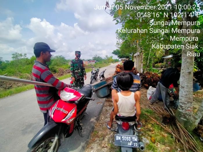 Serda Darwis Efreky Kembali Gelar Patroli Protokol Kesehatan di Kelurahan Sungai Mempura