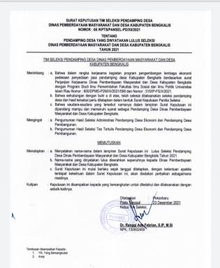 DPMD Kabupaten Bengkalis Resmi Umumkan Hasil Akhir Seleksi Pendamping Desa