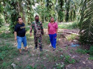 Pantau Titik Api, Serda SE Sinulingga Giat Lakukan Patroli Bersama Warga Minas