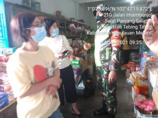 Anggota Danramil 02/Tebing Tinggi kembali gelar Patroli Gakplin Protokol Kesehatan