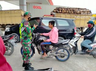 Antisipasi Virus Corana, Personil Koramil 10 Perawang Gelar Patroli Gabungan